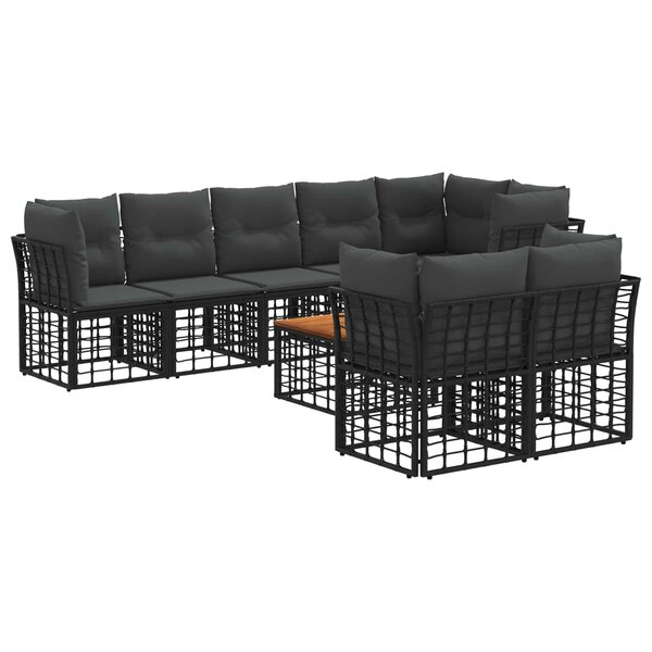 vidaXL Ensemble de canapés d'extérieur 9 Pièces Noir et Gris foncé