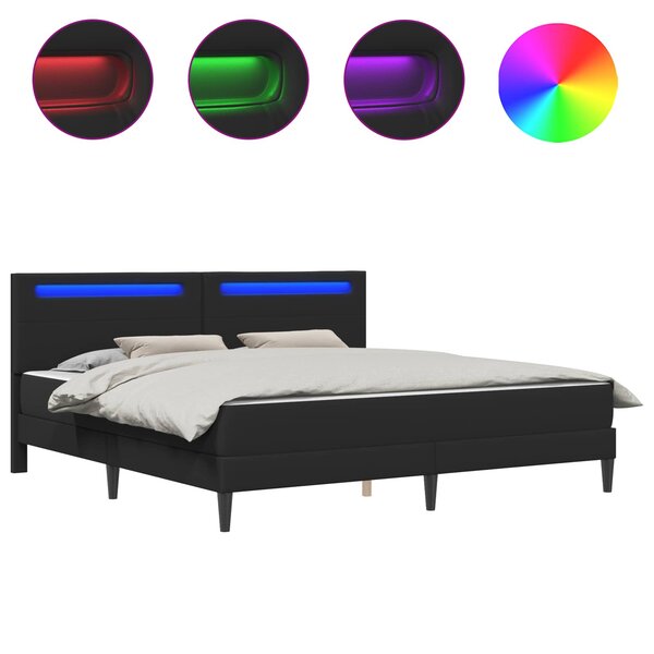 vidaXL Cadre de lit avec bandes LED Noir 200 x 200 cm Simili cuir