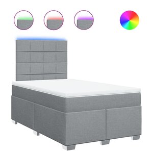 vidaXL Sommier à lattes de lit et matelas gris clair 120x190 cm tissu