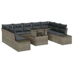 vidaXL Ensemble de canapé de jardin 10 Pièces Gris Poly rotin