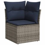vidaXL Ensemble de canapé de jardin avec coussin 11 Pièces Gris et marine