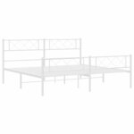 vidaXL Cadre de lit métal sans matelas et pied de lit blanc 193x203 cm