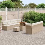 vidaXL Ensemble de canapé de jardin 11 Pièces Beige polyrotin