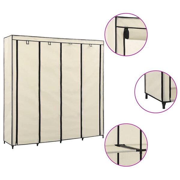 vidaXL Garde-robe avec 4 compartiments Crème 175x45x170 cm