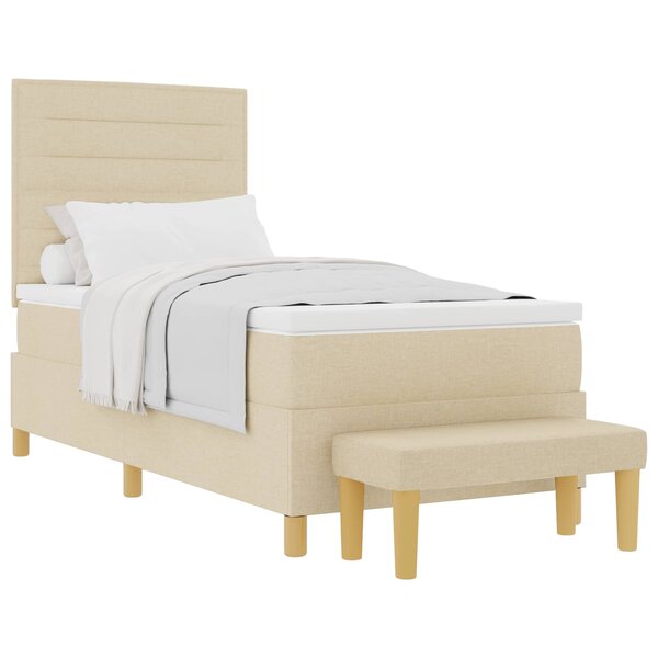 vidaXL Lit à ressorts avec coussin Crème 200 x 90 cm tissu