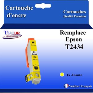 T3AZUR- Cartouche Compatible avec Epson T2434 T2424 T24XL Jaune