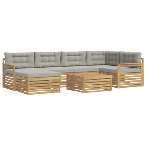 vidaXL Ensemble de canapés d'extérieur 7 pc Blanc et gris clair