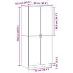 vidaXL Armoire Chêne noir 80 x 50 5 x 180 cm Bois d'ingénierie