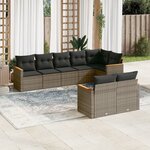 vidaXL Salon de jardin 8 Pièces avec coussins gris résine tressée