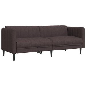 vidaXL Canapé à 3 places marron foncé tissu