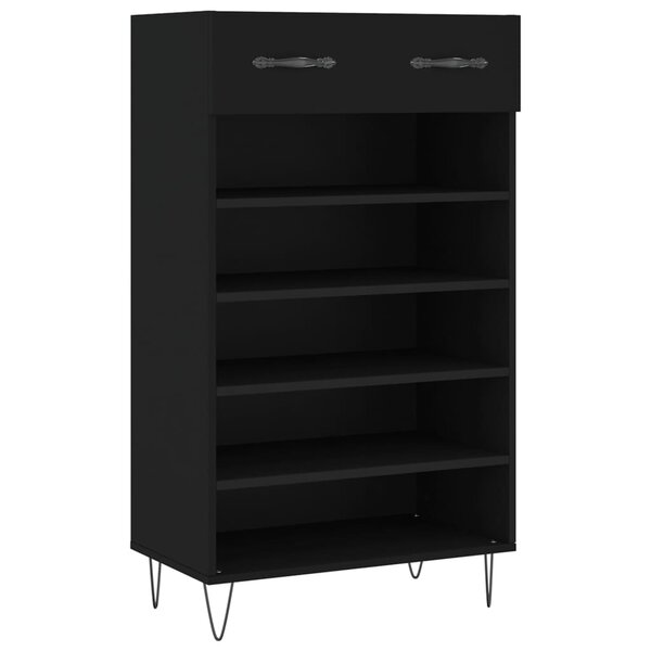 vidaXL Armoire à chaussures noir 60x35x105 cm bois d'ingénierie