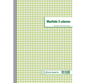 Manifold 3 colonnes A4 297 x 210 mm 50 Feuillets Dupli EXACOMPTA