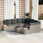 vidaXL Ensemble de jardin 9 pièces avec coussins gris clair en poly rattan