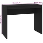 Bureau table poste de travail meuble d'ordinateur informatique étude 90 x 40 x 72 cm bois d'ingénierie noir 02_0023924