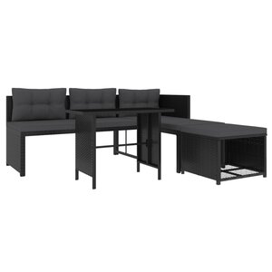 Salon de jardin meuble d'extérieur ensemble de mobilier 4 pièces résine tressée noir 02_0016279