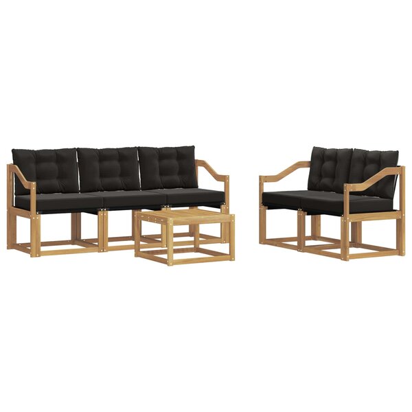 vidaXL Ensemble de canapés d'extérieur 6 pc Blanc et noir