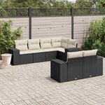 vidaXL Salon de jardin 7 Pièces avec coussins noir résine tressée