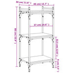 vidaXL Bibliothèque 3 niveaux chêne fumé 40x30x86 cm bois d'ingénierie