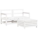 vidaXL Salon de jardin 3 Pièces blanc bois de pin massif