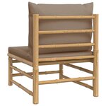 vidaXL Canapé central de jardin avec coussins taupe bambou