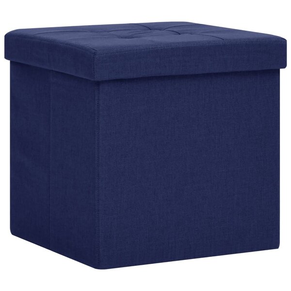 vidaXL Tabouret de rangement pliable Bleu Faux lin