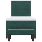 vidaXL Lit à ressorts avec tête de lit Vert foncé 200 x 90 cm Velours