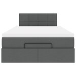 vidaXL Lit ottoman avec matelas et LED gris foncé 120x190 cm tissu