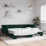 vidaXL Lit de jour avec gigogne sans matelas vert foncé 90x200 cm
