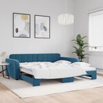 vidaXL Lit de jour avec lit gigogne bleu 100x200 cm velours