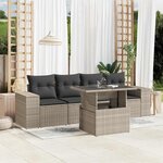 vidaXL Salon de jardin 5 Pièces avec coussins gris clair résine tressée
