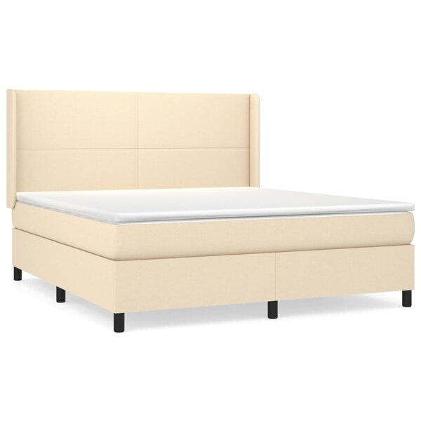 vidaXL Sommier à lattes de lit avec matelas Crème 180x200 cm Tissu