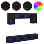 vidaXL Unités murales TV avec LED 6 Pièces Chêne noir Bois d'ingénierie