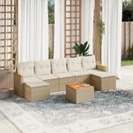 vidaXL Salon de jardin avec coussins 8 Pièces beige résine tressée