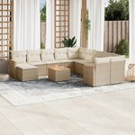 vidaXL Salon de jardin avec coussins 12 Pièces beige résine tressée