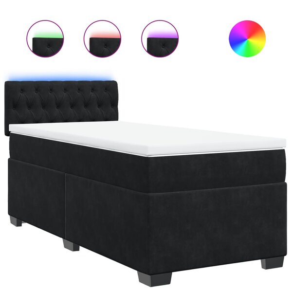vidaXL Sommier à lattes de lit avec matelas Noir 90x200 cm Velours