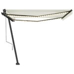 vidaXL Auvent automatique avec capteur de vent et LED 450x350 cm Crème