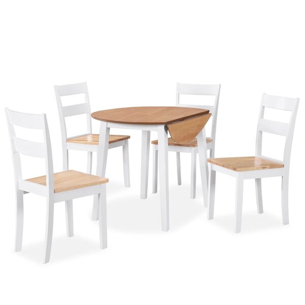 vidaXL Ensemble de salle à manger 5 Pièces MDF et hévéa Blanc