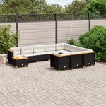 vidaXL Salon de jardin 11 Pièces avec coussins noir résine tressée