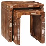 vidaXL Tables gigognes 2 Pièces Marron Bois Recyclé Solide