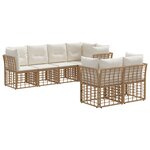 vidaXL Ensemble de canapés d'extérieur 7 Pièces Naturel Polyester