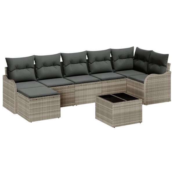 Ensemble de Canapés de Jardin avec Coussins Gris Poly Rattan 8 Pièces vidaXL