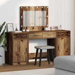vidaXL Set de coiffeuse 3 pièces avec LED - Bois vintage et bois d'ingénierie
