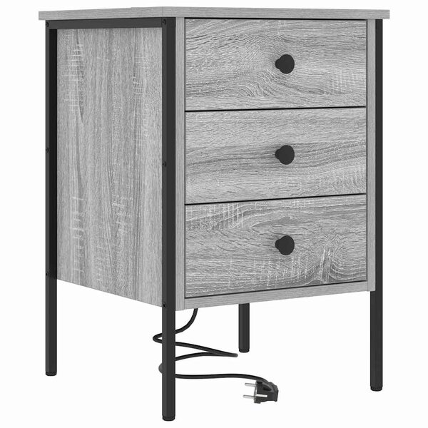 vidaXL Cabinet de chevet Sonoma gris 42 x 41 x 61 cm Bois d'ingénierie