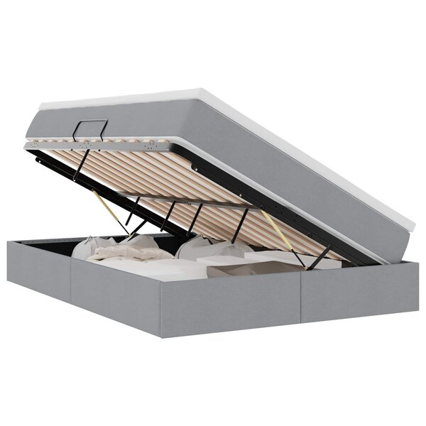 vidaXL Lit avec rangement et matelas Gris clair 140 x 200 cm Polyester