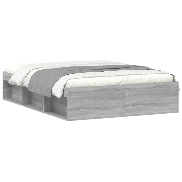 vidaXL Cadre de lit sonoma gris 135x190 cm double