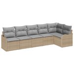 vidaXL Ensemble de canapé de jardin 6 pièces avec coussins en rattan poly beige