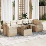 vidaXL Salon de jardin avec coussins 8 Pièces beige résine tressée