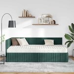 vidaXL Cadre de lit d'angle avec matelas 2 Pièces Vert Velours