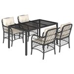 vidaXL Ensemble à manger de jardin coussins 5Pièces Noir Résine tressée