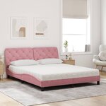 vidaXL Lit avec matelas rose 160x200 cm velours